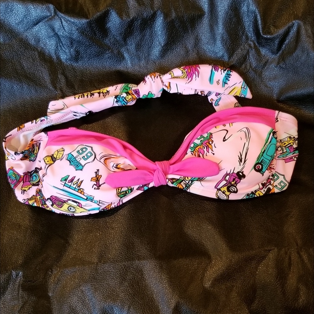 NWT Rad Retro Rt 66 bikini top pink/h pink bandeau